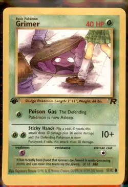 Grimer 57/82 1st Edition Team Rocket Pokemon Card WOTC Vintage LP - Image 1