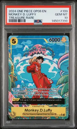 2024 ONE PIECE OP08-TWO LEGENDS TREASURE RARE #109 MONKEY D. LUFFY PSA 10 - Image 1