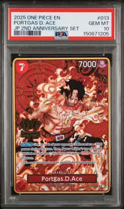 2025 ONE PIECE JAPANESE 2ND ANNIVERSARY SET #013 PORTGAS D. ACE PSA 10 - Image 1