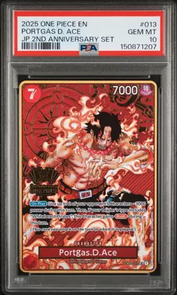 2025 ONE PIECE JAPANESE 2ND ANNIVERSARY SET #013 PORTGAS D. ACE PSA 10 - Image 1