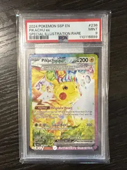 2024 Pokemon SV Surging Sparks SSP EN Pikachu Ex 238/191 Illustration PSA 9 - Image 1