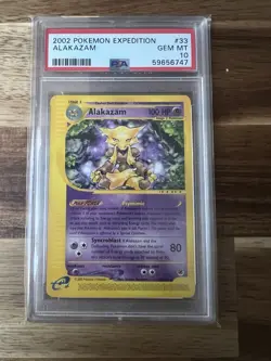 Pokemon Alakazam PSA 10 2002 Expedition Gem Mint #33 LOW POP - Image 1