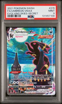 2021 POKEMON SWORD & SHIELD EVOLVING SKIES SECRET FULL ART/UMBREON VMAX PSA 9 - Image 1