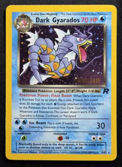 🌀Swirl🐠 Dark Gyarados Team Rocket Holo Rare Prerelease 8/82 Pokemon Vintage - Image 1
