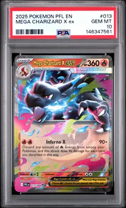 2025 POKEMON PFL EN-PHANTASMAL FLAMES #013 MEGA CHARIZARD X EX PSA 10 - Image 1