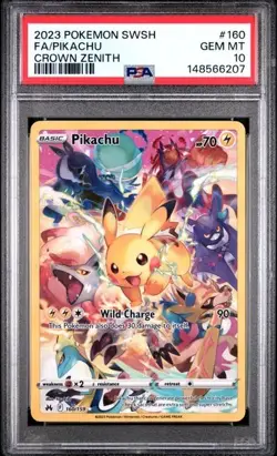 Pikachu 160/159 Crown Zenith Full Art Secret Rare 2023 Pokemon PSA 10 Gem Mint - Image 1