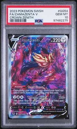 2023 POKEMON SWORD AND SHIELD CROWN ZENITH #GG54 FA/ZAMAZENTA V PSA 10 - Image 1