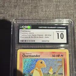 Pokemon Charmander 001/034 Trading Card Game Classic CGC 10 GEM MINT Holo 2023 - Image 3