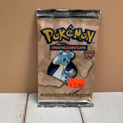 1999 Pokemon Fossil Booster Pack Lapras Art Factory Sealed Vintage WOTC 11 Cards - Image 1
