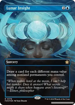 Lunar Insight (Borderless) (Mana Foil) [FDN - 378] - NM [Foil] TCG MTG - Image 1