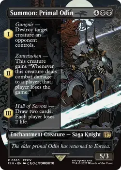 FOIL Summon: Primal Odin (FIN-365) - FINAL FANTASY: (enchantment) (Borderless - Image 1