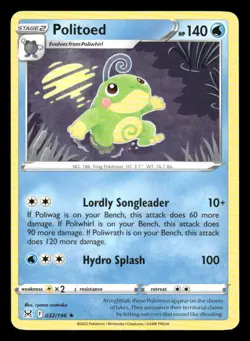 Politoed 032/196 Rare Lost Origin Pokemon NM/M - Image 1