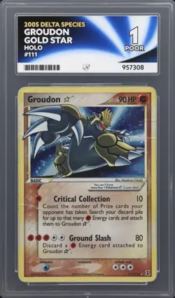 Pokemon Groudon Gold Star 111/113 Holo EX Delta Species ACE 1 - Image 1