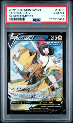 2022 POKEMON SWORD & SHIELD SILVER TEMPEST #TG16 FULL ART/ZERAORA V PSA 10 - Image 1
