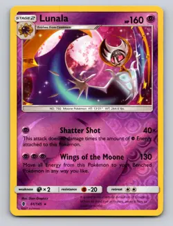 Lunala 61/145 Rare Guardians Rising Pokemon Reverse Holo NM - Image 1