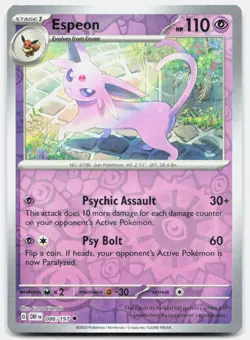 Espeon 086/197 Uncommon Obsidian Flames Pokemon Reverse Holo Near Mint - Image 1