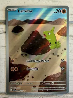 Larvitar Pokemon SV Obsidian Flames #203/197 Illustration Rare Full Art Holo NM! - Image 1