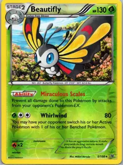 Pokemon TCG Beautifly 5/108 Roaring Skies Rev Holo NM - Image 1