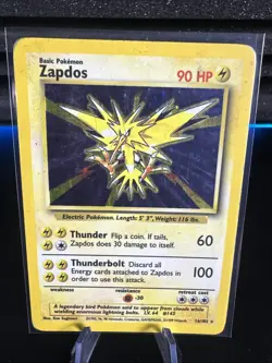 Pokemon TCG Zapdos Base Set 16/102 Holo Unlimited Holo Rare MP Condition - Image 1
