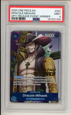Dracule Mihawk 081 A Fist Of Divine Speed Release Event-winner One Piece PSA 9 - Image 1