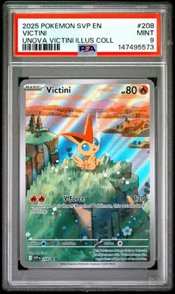2025 POKEMON SVP EN-SV BLACK STAR PROMO #208 VICTINI PSA 9 - Image 1