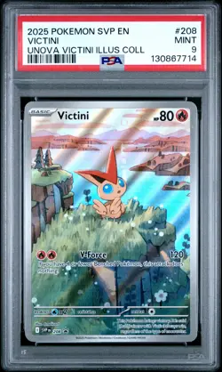 2025 POKEMON SVP PROMO UNOVA VICTINI ILLUSTRATION COLLECTION #208 VICTINI PSA 9 - Image 1