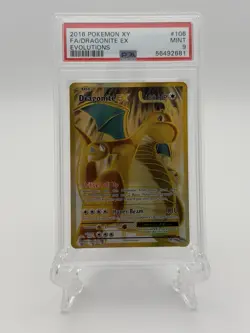 2016 Pokemon XY Evolutions #106 Dragonite EX Full Art PSA 9 Mint 106/108 - Image 1