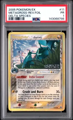 2005 POKEMON EX DELTA SPECIES #11 METAGROSS-REVERSE FOIL PSA 1 - Image 1