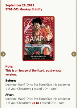 PRE-ERRATA 2022 ST01-001 Monkey D. Luffy Leader TAG Graded 10 - RANKED #1 Pop 4 - Image 4