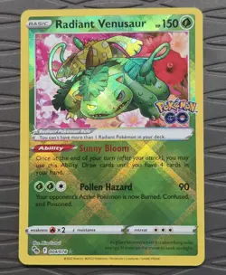 Radiant Venusaur 004/078 Radiant Rare Pokemon GO Holo Pokemon Card - Image 1