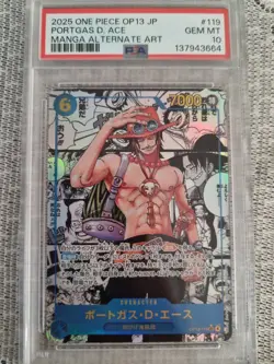 ONE PIECE Card PSA 10 Portgas D. Ace (Manga Alt Art) OP13-119 SEC Japanese 2025 - Image 1