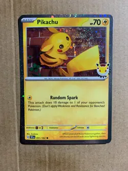 Pikachu 051/162 30th Anniversary Promo - Holo Pokemon Card - NM/M - Image 1