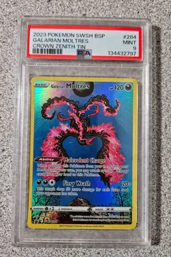 Pokemon Galarian Moltres TCG SWSH284 Sword & Shield Black Star Promo Card PSA 9 - Image 1