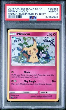 POKEMON TEAM UP SM BLACK STAR PROMO MIMIKYU #SM163 HOLO PSA 8 NM #117652634 - Image 1