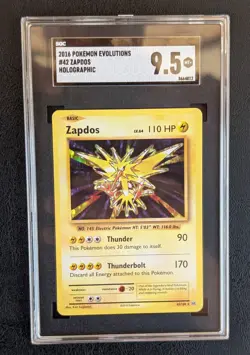Pokemon XY Evolutions Zapdos Holo 42/108 SGC 9.5 MT+ - Image 1