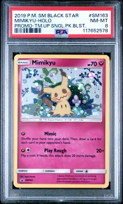 POKEMON TEAM UP SM BLACK STAR PROMO MIMIKYU #SM163 HOLO PSA 8 NM #117652578 - Image 1