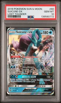 2018 POKEMON SUN & MOON LOST THUNDER #60 SUICUNE GX PSA 10 - Image 1