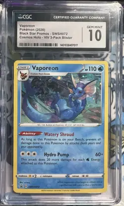 Pokemon Vivid Voltage Vaporeon Black Star Promo SWSH072 CGC 10 Gem Mint - Image 1
