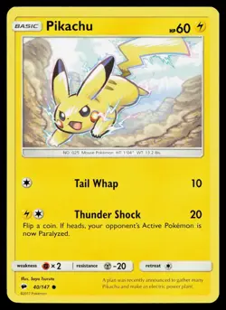 Pikachu 40/147 Common Burning Shadows Pokemon Lightly Played - Image 1
