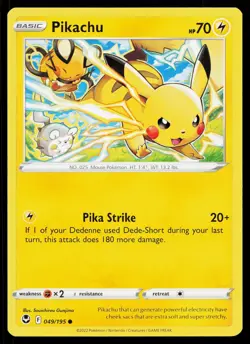 Pikachu 049/195 Silver Tempest Pokemon Near Mint - Image 1