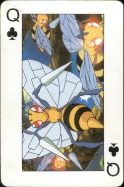 Vintage Pokemon Pocket Monsters Playing Cards #Queen of Clubs Beedrill Swarm - Image 1