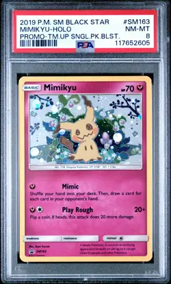 POKEMON TEAM UP SM BLACK STAR PROMO MIMIKYU #SM163 HOLO PSA 8 NM #117652605 - Image 1