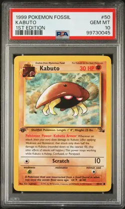 1999 POKEMON FOSSIL 1ST EDITION #50 KABUTO PSA 10 - Image 1