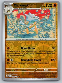 Marowak 105/165 Rare 151 Pokemon Reverse Holo Near Mint - Image 1
