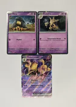 Pokemon 151 Abra 063 Kadabra 064/165 Alakazam ex SVP 050 Cosmos Holo Promos - Image 1