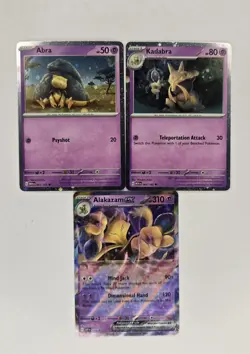 Pokemon 151 Abra 063 Kadabra 064/165 Alakazam ex SVP 050 Cosmos Holo Promos - Image 2