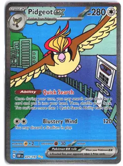 Pidgeot ex 225/197 Special Illustration Rare Obsidian Flames Pokemon - Image 1