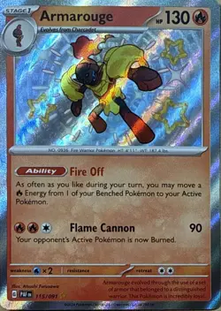 Armarouge 115/091 Shiny Rare Paldean Fates Pokemon NM - Image 1