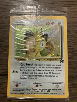 2000 Pokemon Black Star Promo Meowth 10 Holo Game Boy Collectible - Image 1