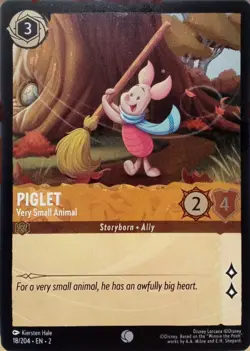 18/204 PIGLET VERY SMALL ANIMAL FLOODBORN FOIL COMMON DISNEY LORCANA CARD - Image 1